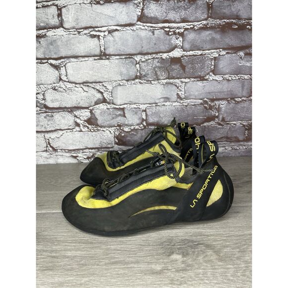 La Sportiva Vibram Miura Black Synthetic Yellow Climbing Shoes Men 10.5M US/43.5 - Picture 13 of 16